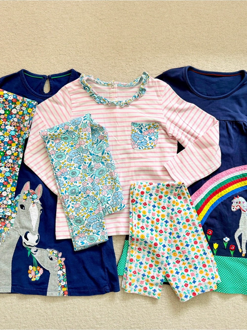 Mini Boden Knock-off Dresses, Tops, & Leggings Matching Sets Size 6-7